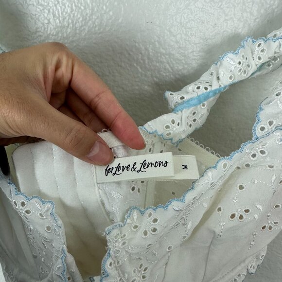 For Love & Lemons for Victoria's Secret Eyelet Swirl Bustier Bra M White Feminin - Picture 6 of 12